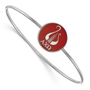 Sterling Silver Alpha Chi Omega Enamel Bangle - 7 in.